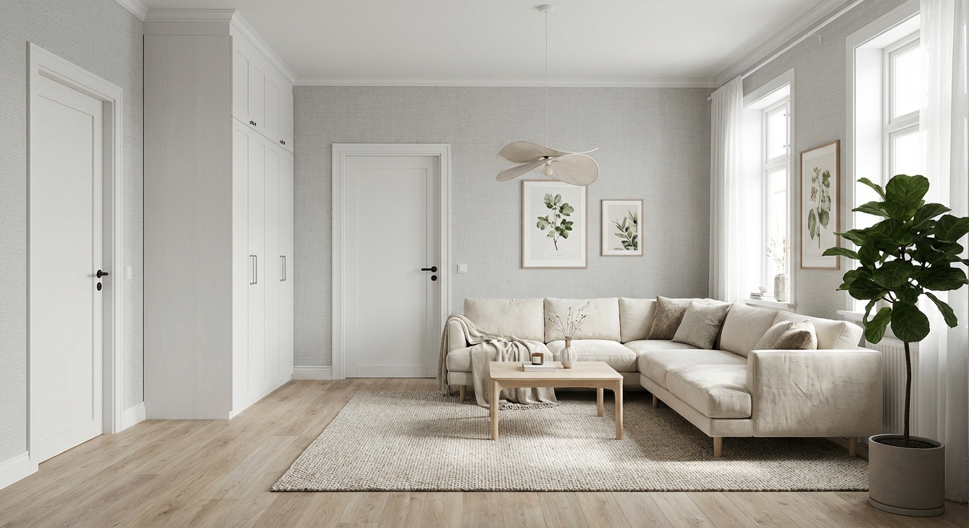 Дизайн гостиной в стиле Сканди — фото интерьера от нейросети RoomGPT