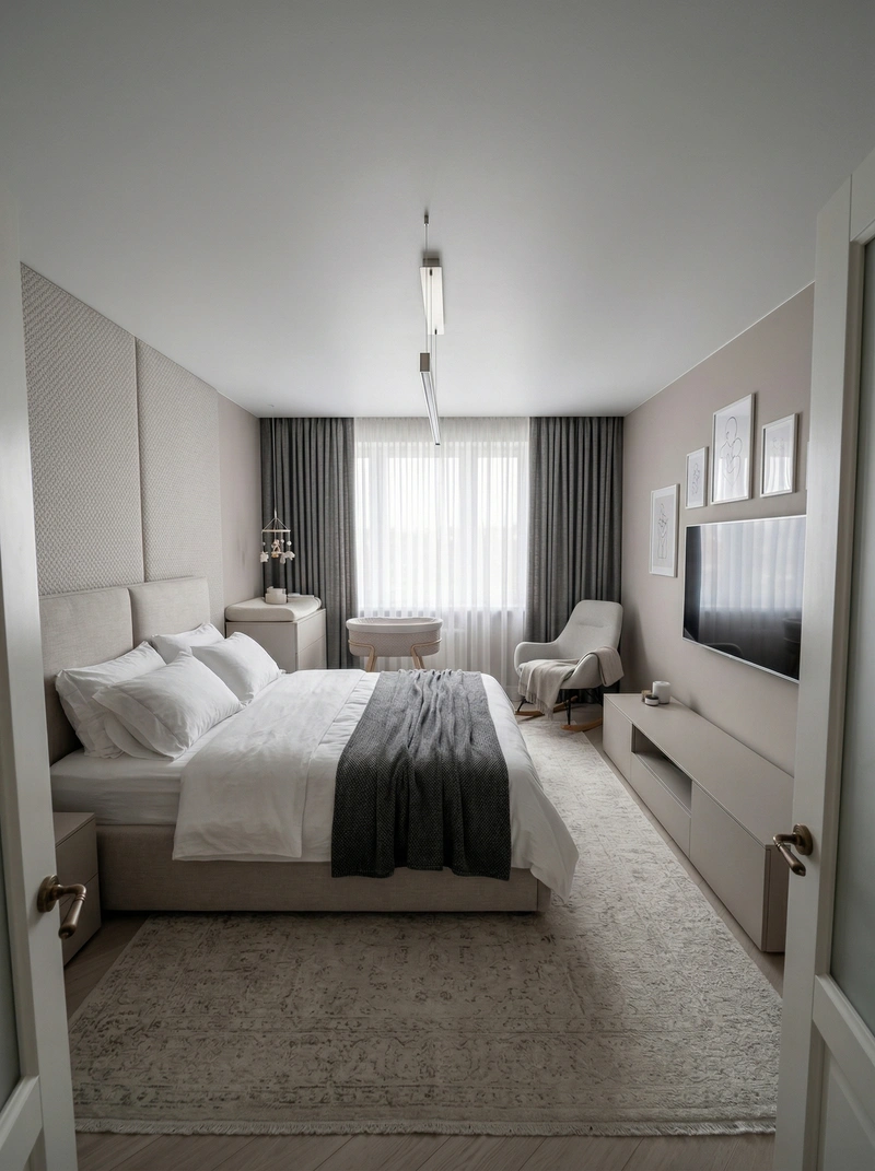 Дизайн спальни в стиле Минимализм — фото интерьера от нейросети RoomGPT