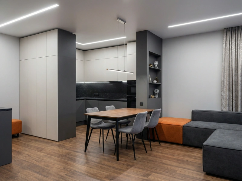 Дизайн интерьера в стиле Контемпорари — Гостиная от нейросети RoomGPT