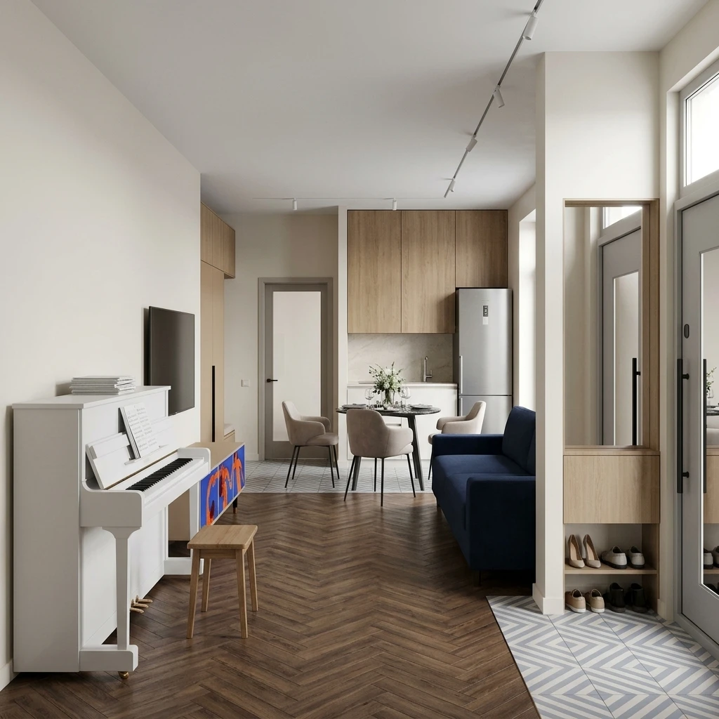 Дизайн интерьера в стиле Минимализм — Гостиная от нейросети RoomGPT