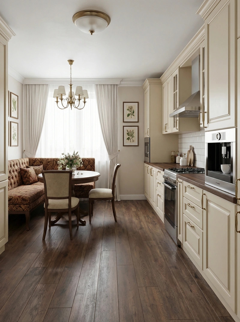 Дизайн интерьера в стиле Классика — Кухня от нейросети RoomGPT