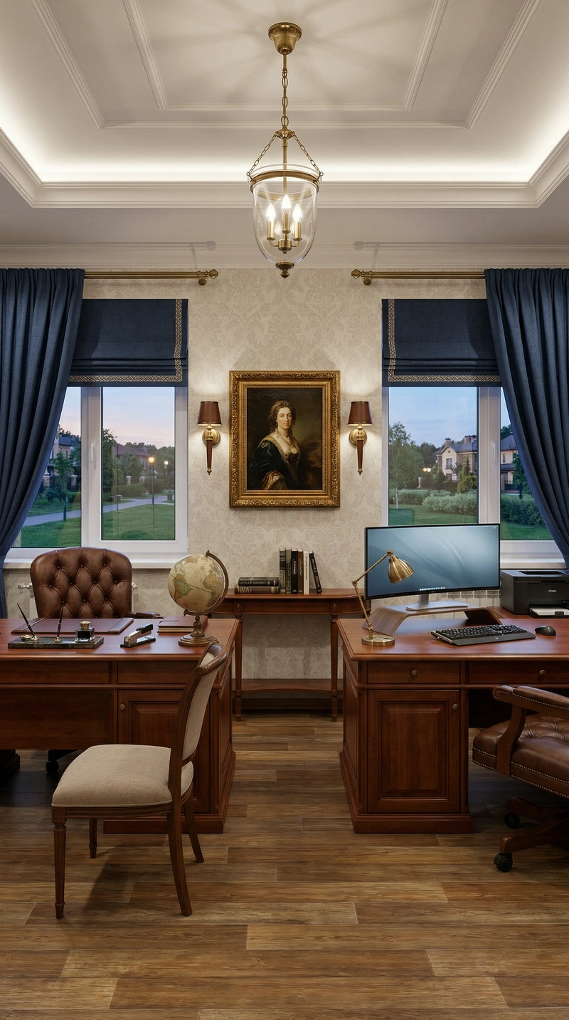 Дизайн интерьера в стиле Классика — Кабинет от нейросети RoomGPT