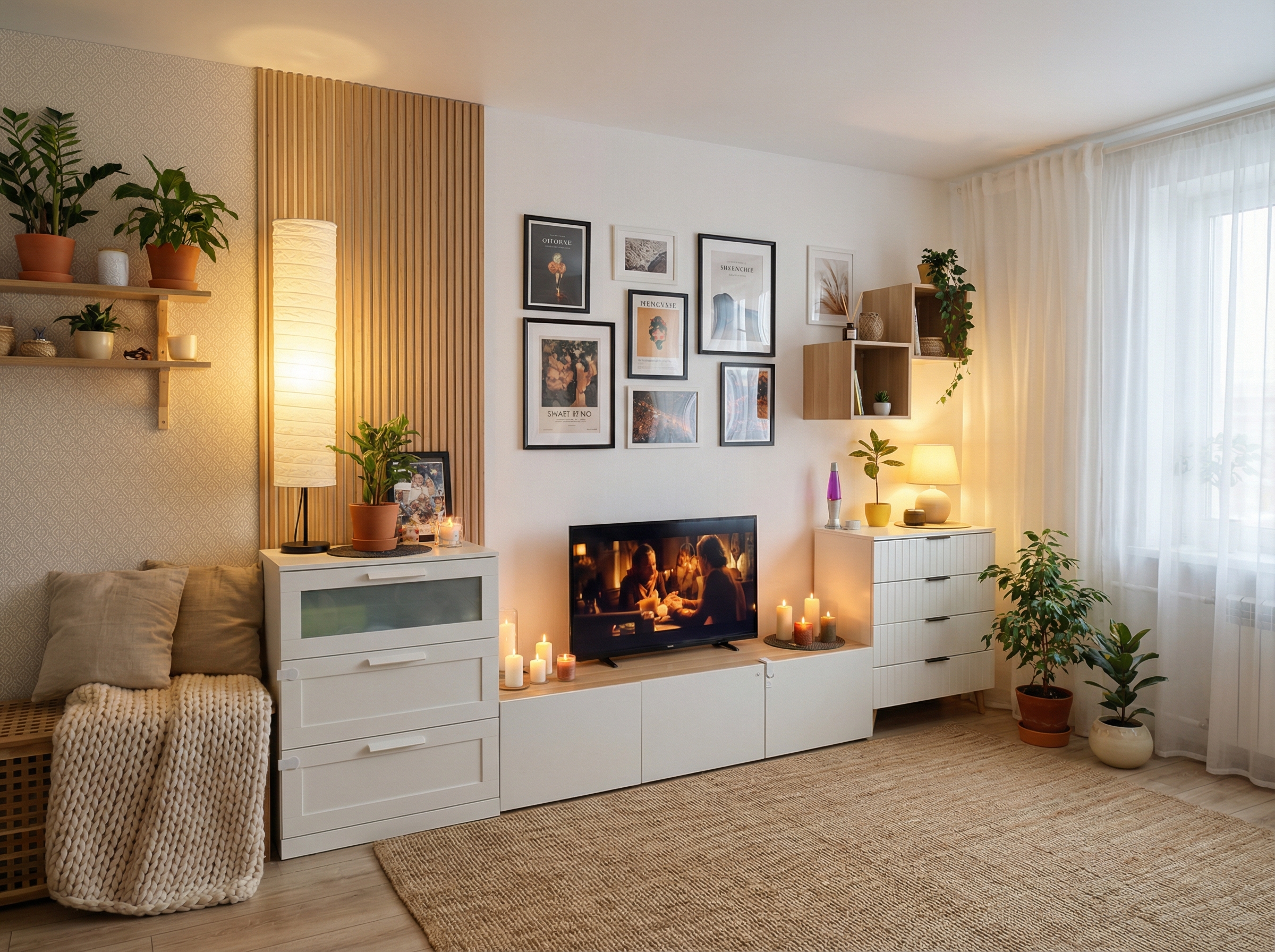 Дизайн гостиной в стиле Хюгге — фото интерьера от нейросети RoomGPT