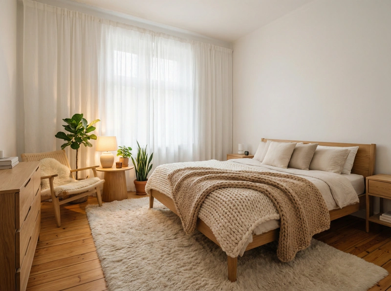 Дизайн интерьера в стиле Хюгге — Спальня от нейросети RoomGPT