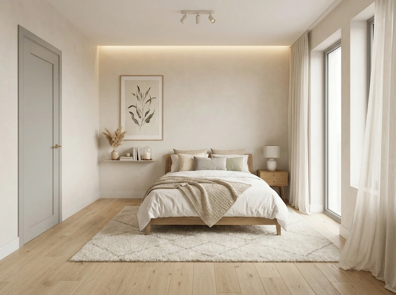 Дизайн спальни в стиле Хюгге — фото интерьера от нейросети RoomGPT