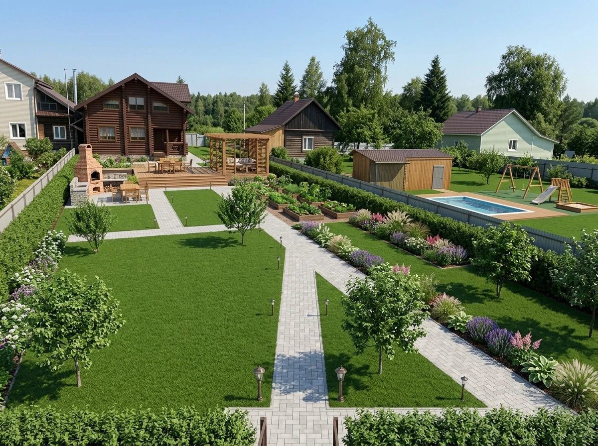 Дизайн участка в стиле Классика — фото участка от нейросети RoomGPT