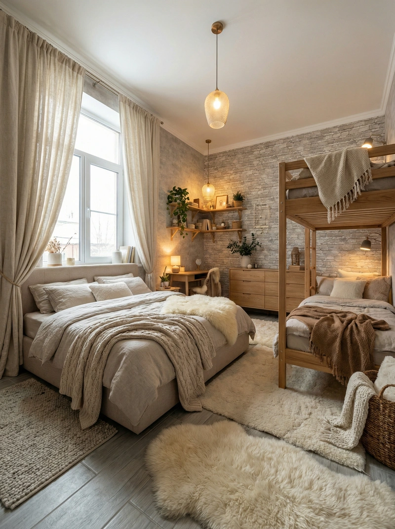 Дизайн интерьера в стиле Хюгге — Спальня от нейросети RoomGPT