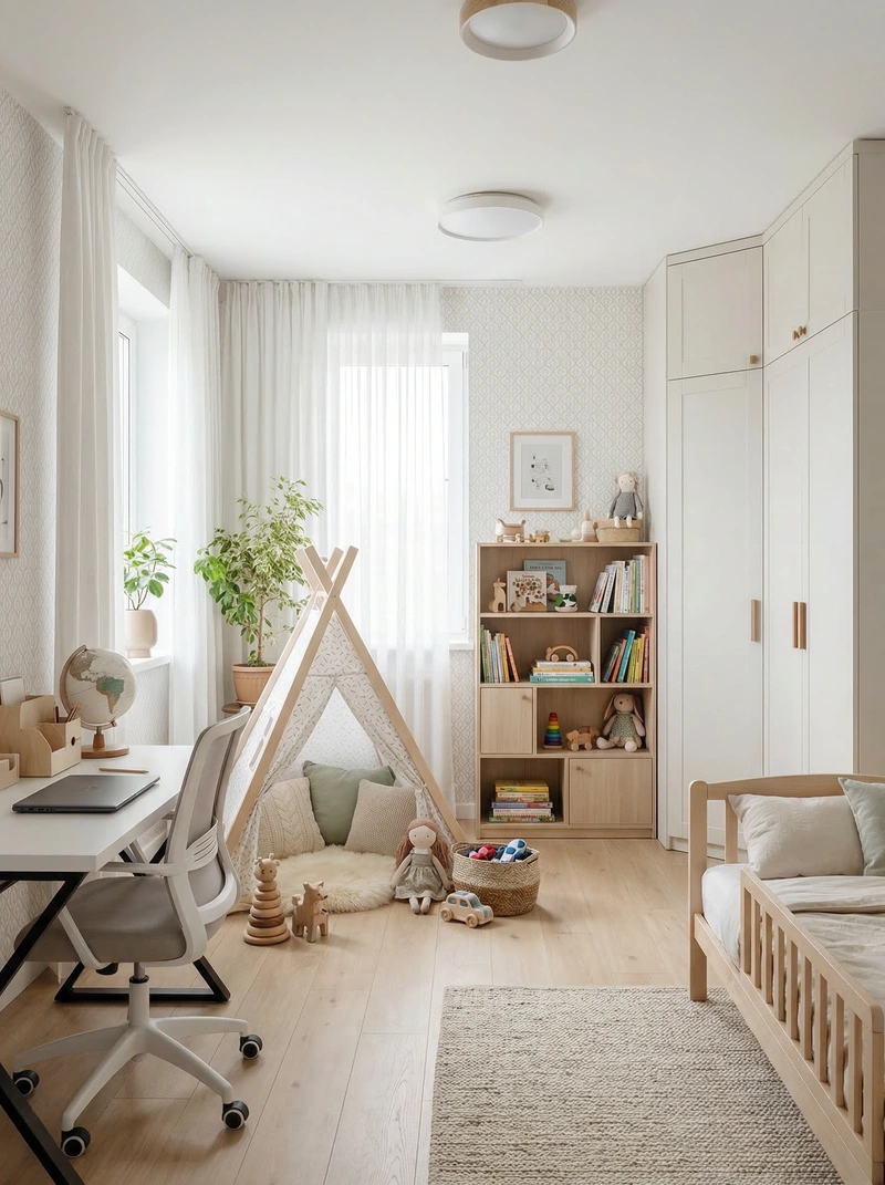 Дизайн детской в стиле Хюгге — фото интерьера от нейросети RoomGPT