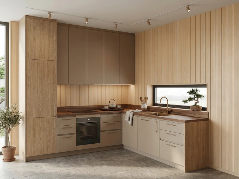 Дизайн кухни в стиле Japandi — фото интерьера от нейросети RoomGPT