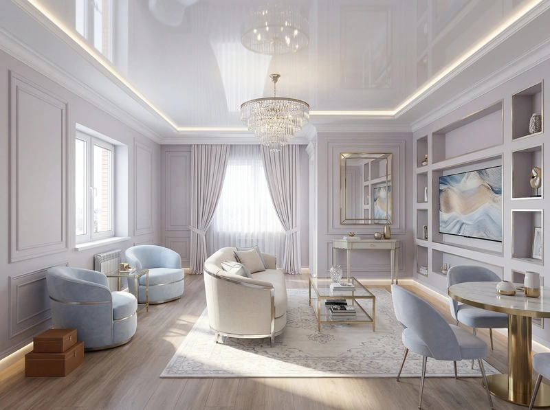 Дизайн интерьера в стиле Неоклассика — Гостиная от нейросети RoomGPT