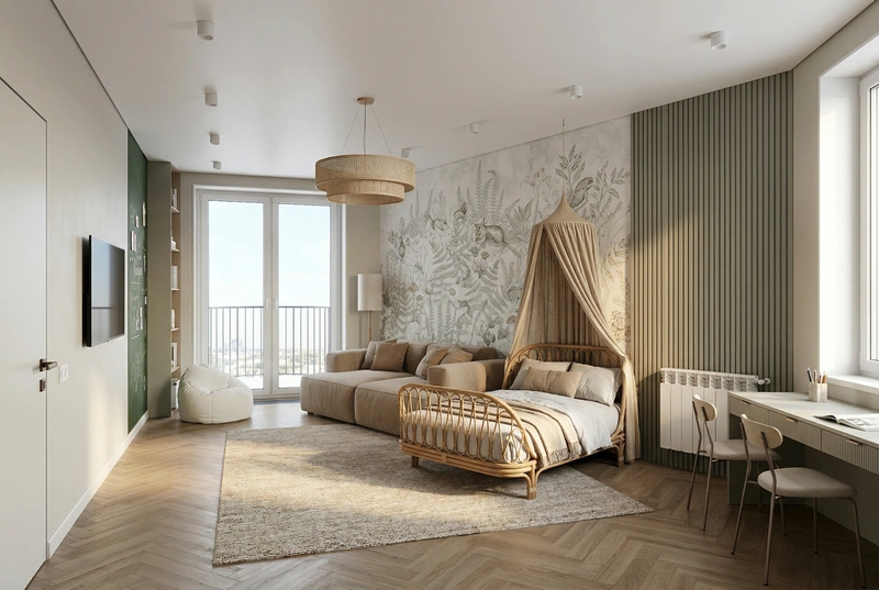 Дизайн детской в стиле Минимализм — фото интерьера от нейросети RoomGPT