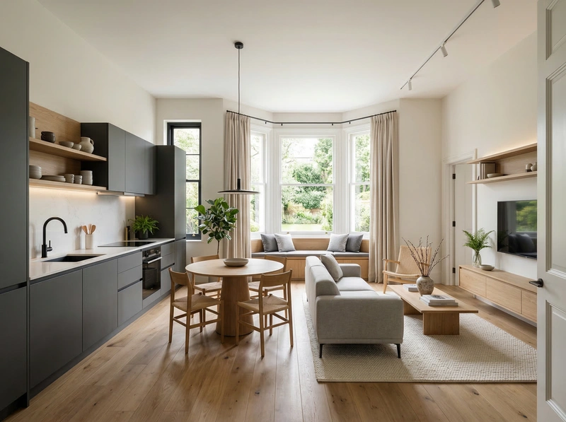 Дизайн интерьера в стиле Минимализм — Гостиная от нейросети RoomGPT