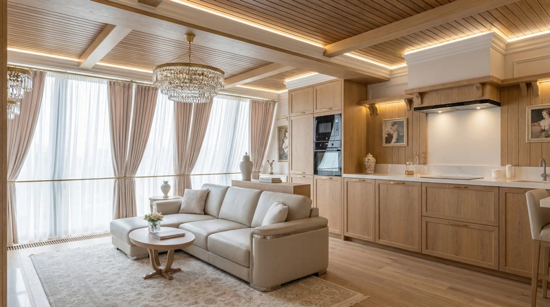 Дизайн интерьера в стиле Неоклассика — Гостиная от нейросети RoomGPT