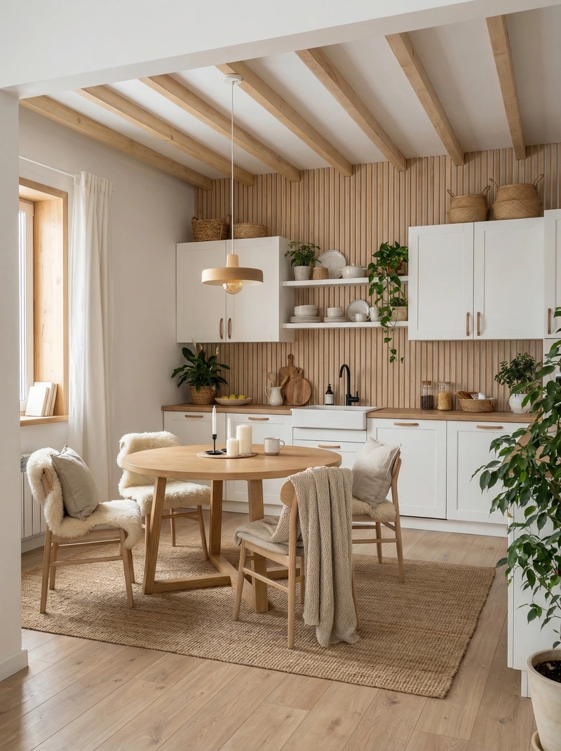 Дизайн интерьера в стиле Хюгге — Кухня от нейросети RoomGPT