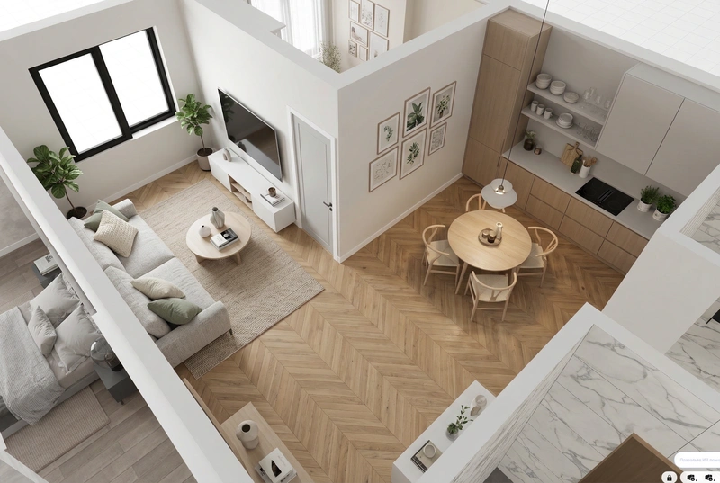 Дизайн интерьера в стиле Сканди — Гостиная от нейросети RoomGPT