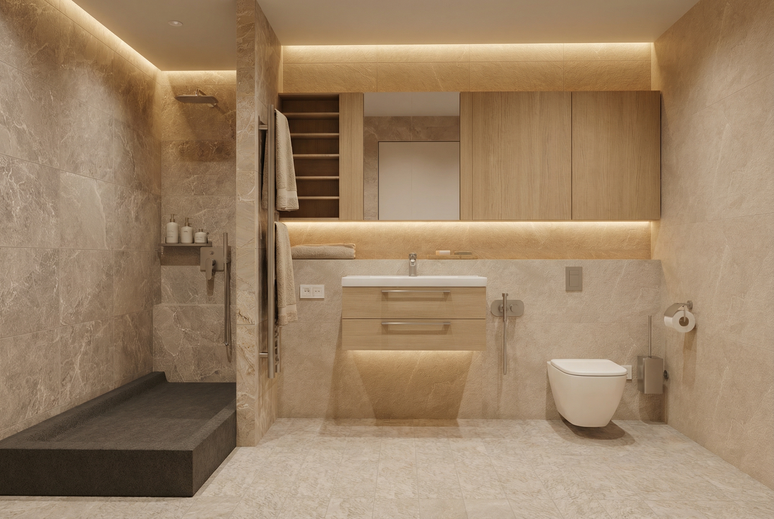 Дизайн ванной в стиле Минимализм — фото интерьера от нейросети RoomGPT