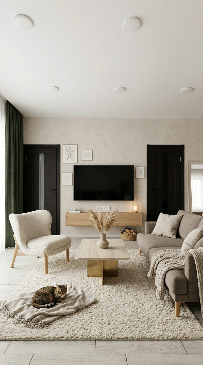 Дизайн интерьера в стиле Хюгге — Гостиная от нейросети RoomGPT