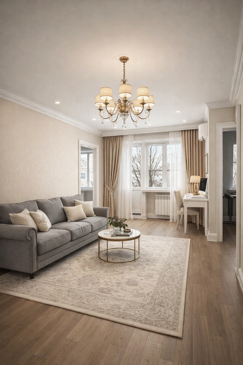 Дизайн интерьера в стиле Классика — Гостиная от нейросети RoomGPT