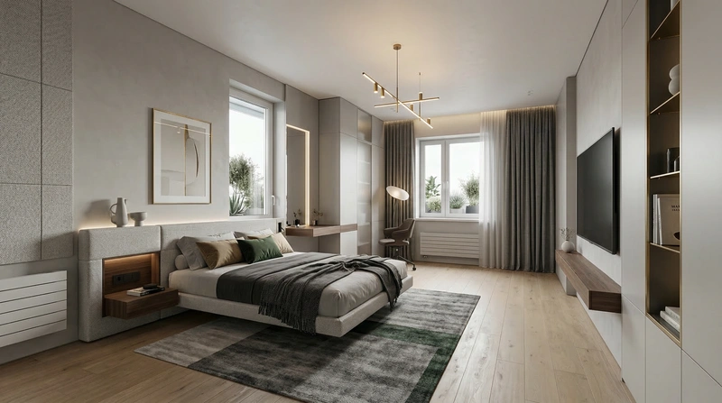 Дизайн интерьера в стиле Минимализм — Спальня от нейросети RoomGPT