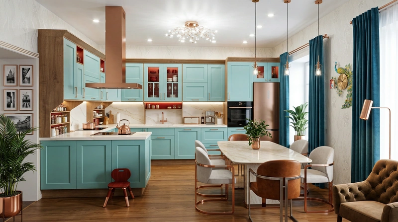 Дизайн кухни в стиле Британский — фото интерьера от нейросети RoomGPT