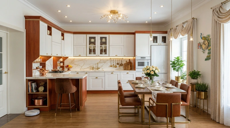 Дизайн интерьера в стиле Классика — Кухня от нейросети RoomGPT