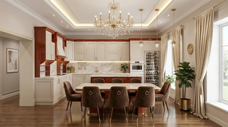 Дизайн интерьера в стиле Неоклассика — Кухня от нейросети RoomGPT