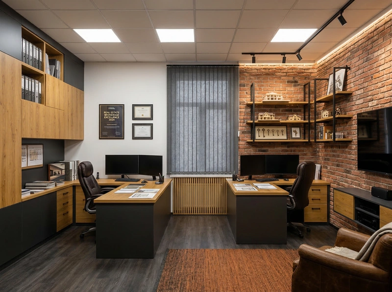 Дизайн интерьера в стиле Лофт — Кабинет от нейросети RoomGPT