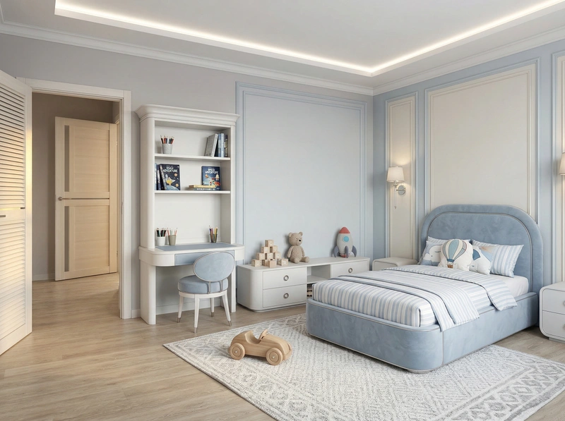 Дизайн детской в стиле Неоклассика — фото интерьера от нейросети RoomGPT