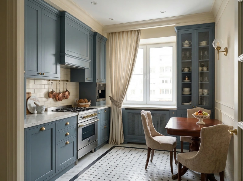 Дизайн кухни в стиле Классика — фото интерьера от нейросети RoomGPT