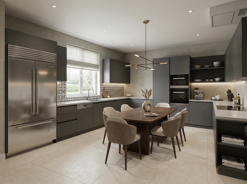 Дизайн интерьера в стиле Контемпорари — Кухня от нейросети RoomGPT