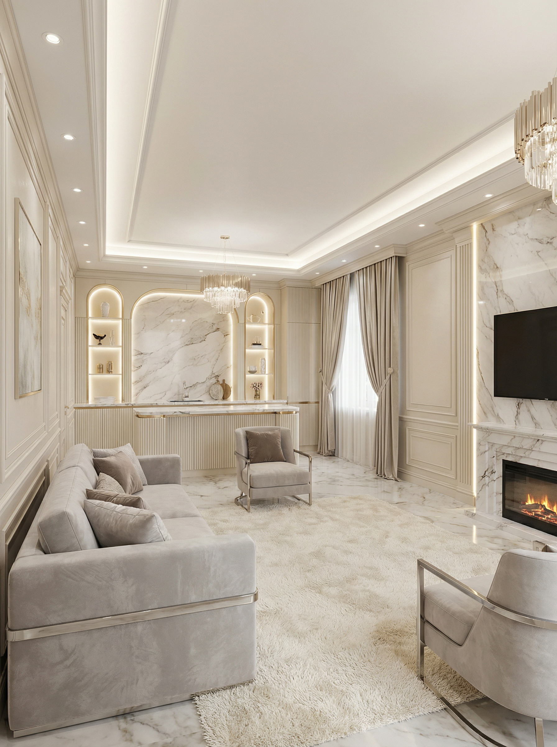 Дизайн гостиной в стиле Классика — фото интерьера от нейросети RoomGPT