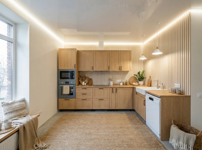 Дизайн интерьера в стиле Хюгге — Кухня от нейросети RoomGPT