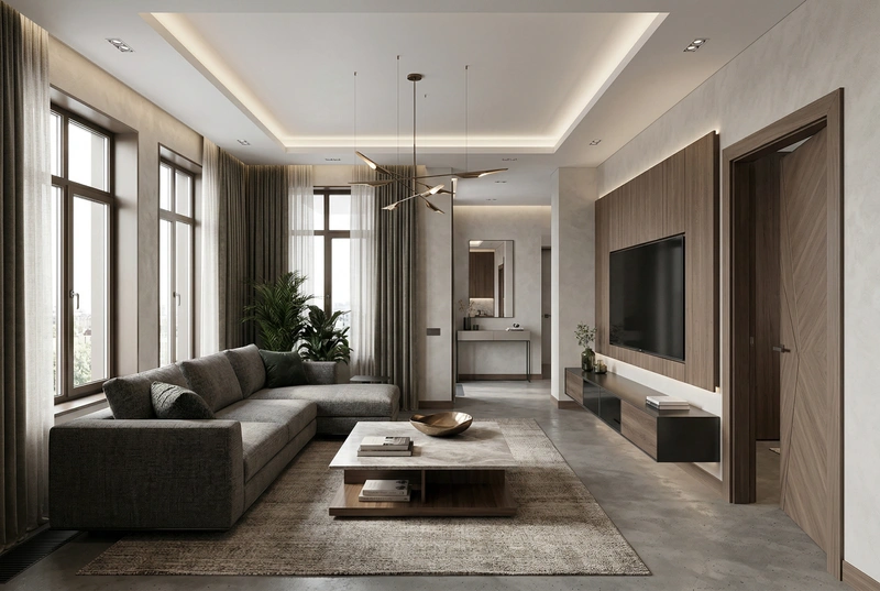 Дизайн гостиной в стиле Контемпорари — фото интерьера от нейросети RoomGPT