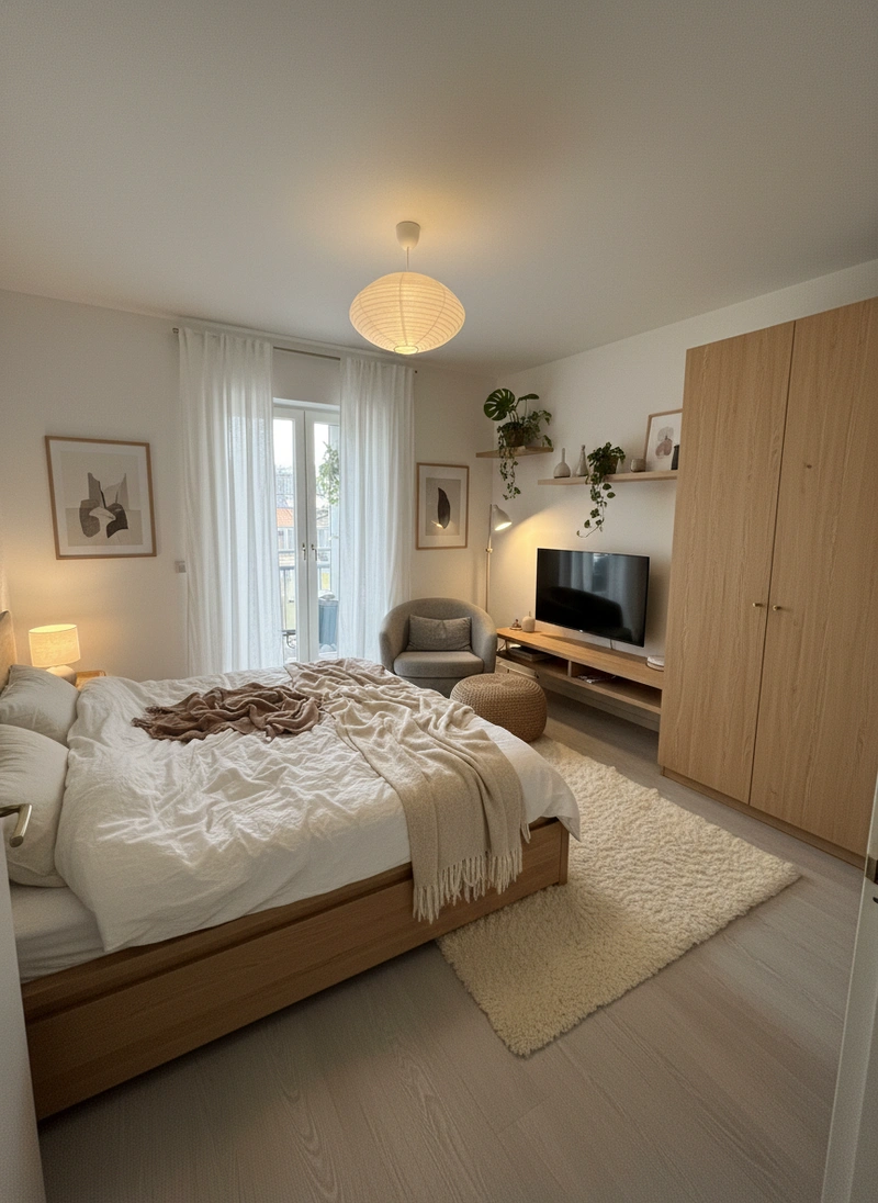 Дизайн интерьера в стиле Хюгге — Спальня от нейросети RoomGPT