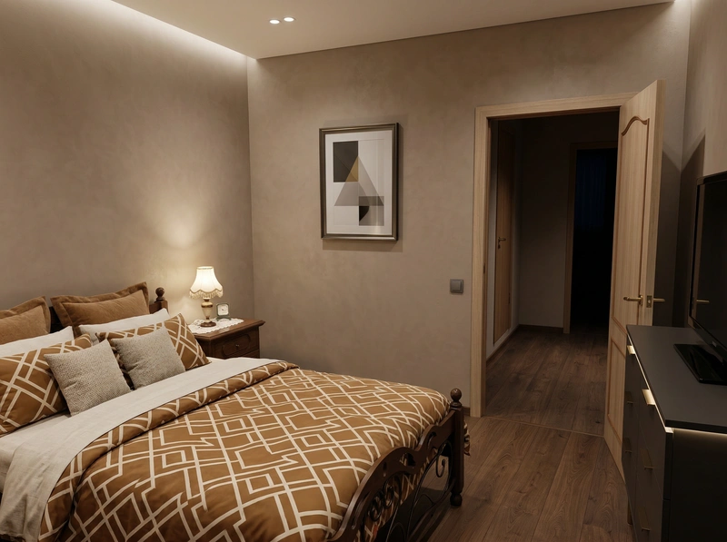 Дизайн интерьера в стиле Контемпорари — Спальня от нейросети RoomGPT