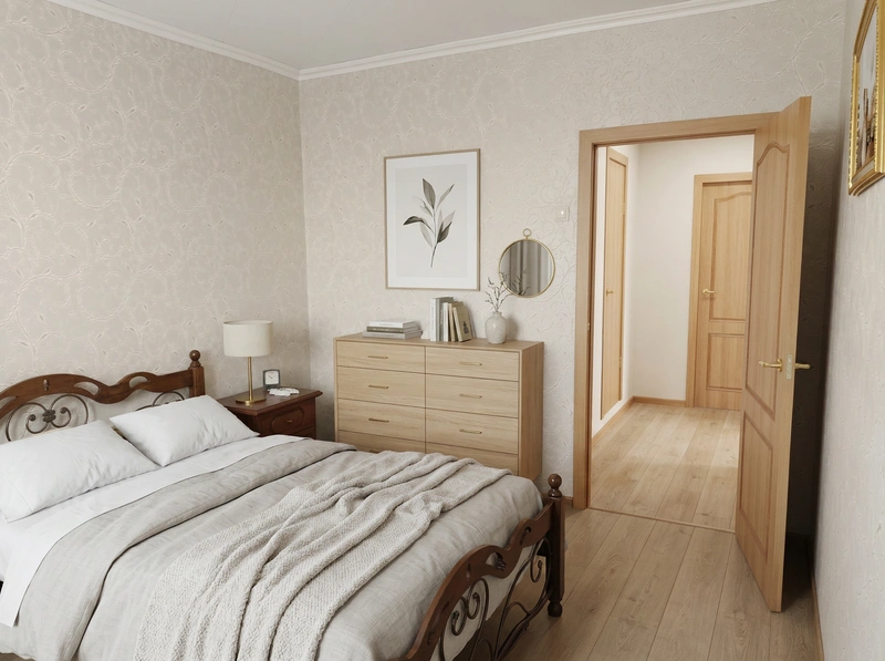 Дизайн интерьера в стиле Сканди — Спальня от нейросети RoomGPT