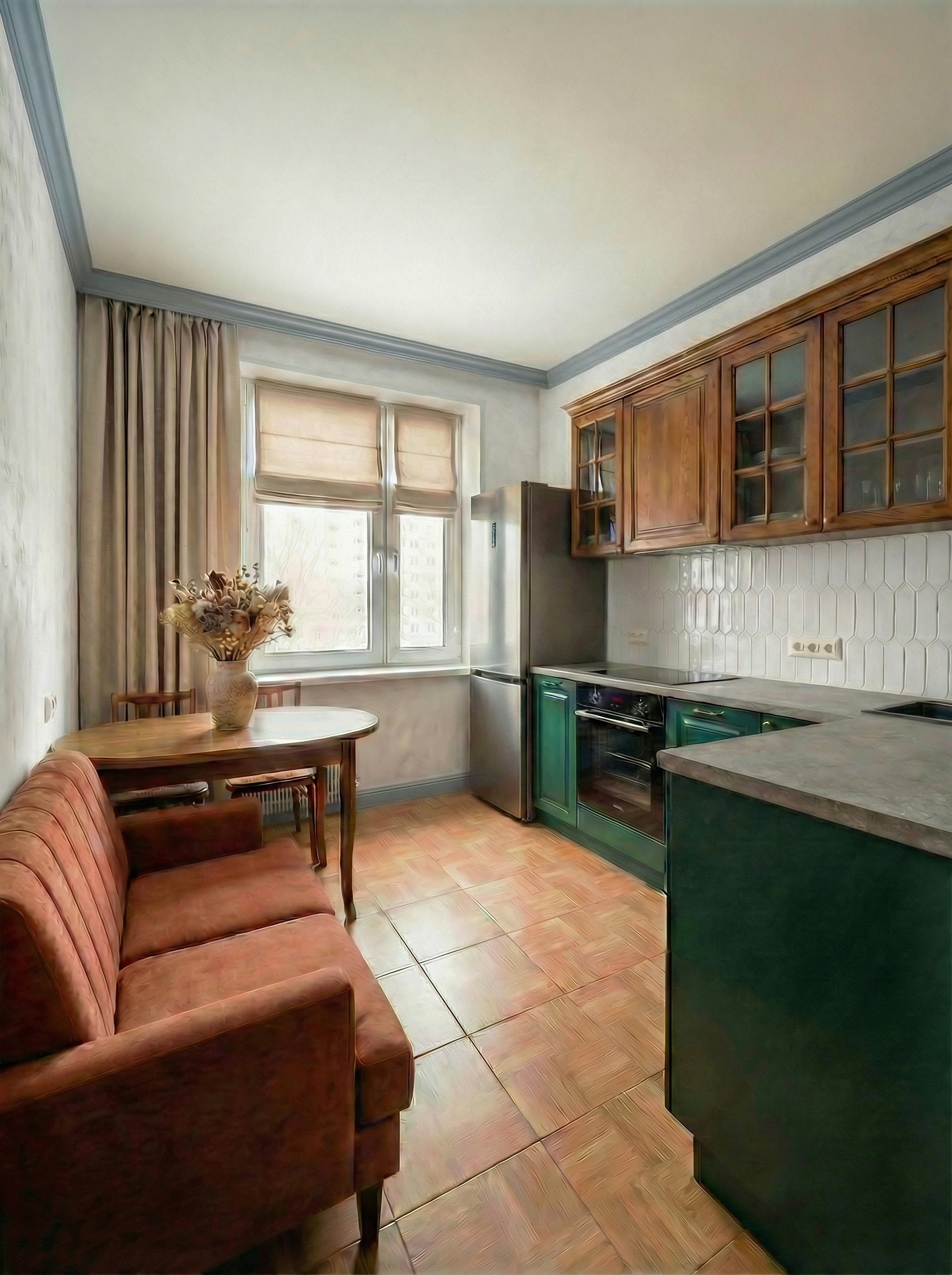 Дизайн кухни в стиле Британский — фото интерьера от нейросети RoomGPT