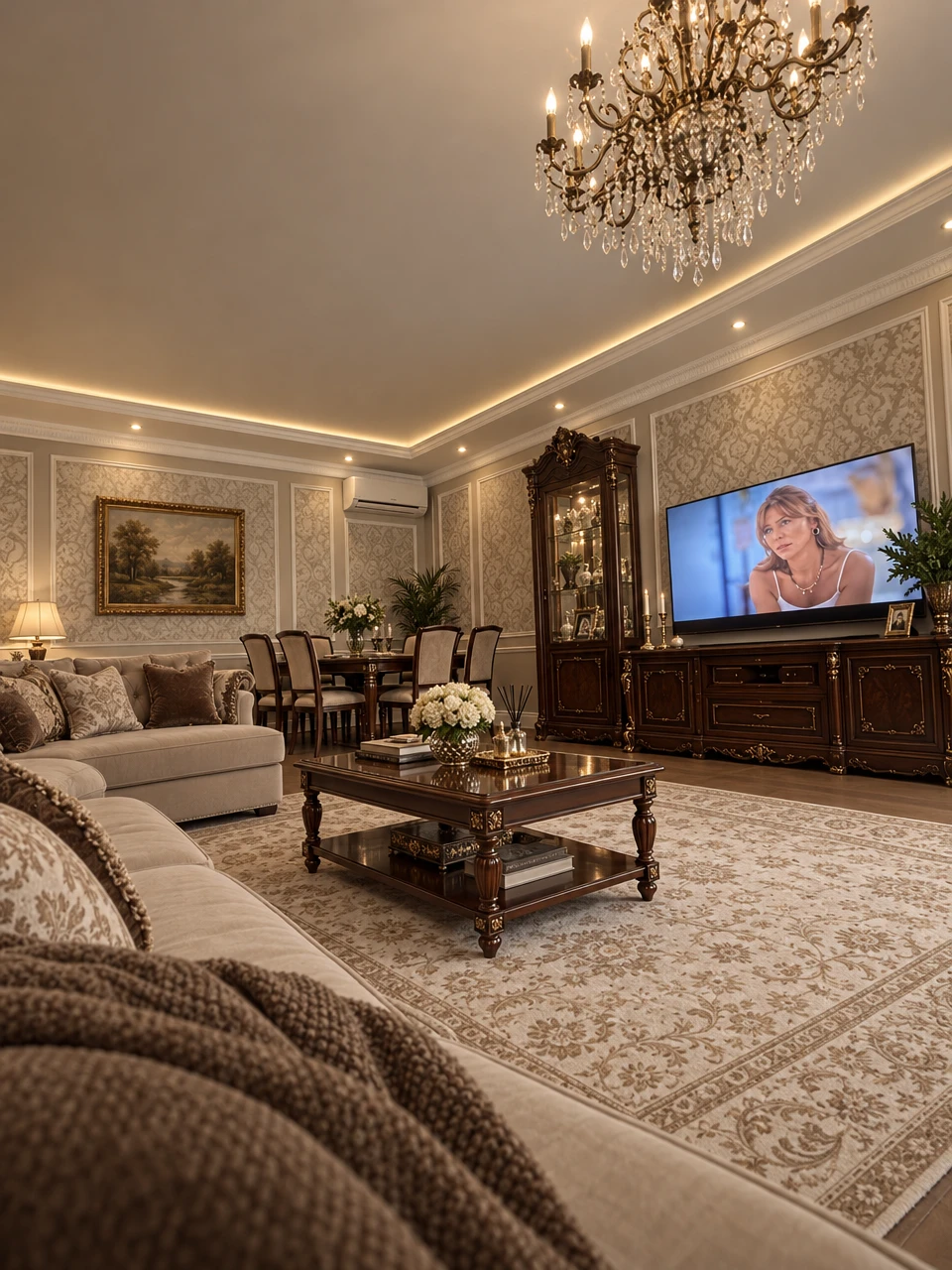 Дизайн интерьера в стиле Классика — Гостиная от нейросети RoomGPT