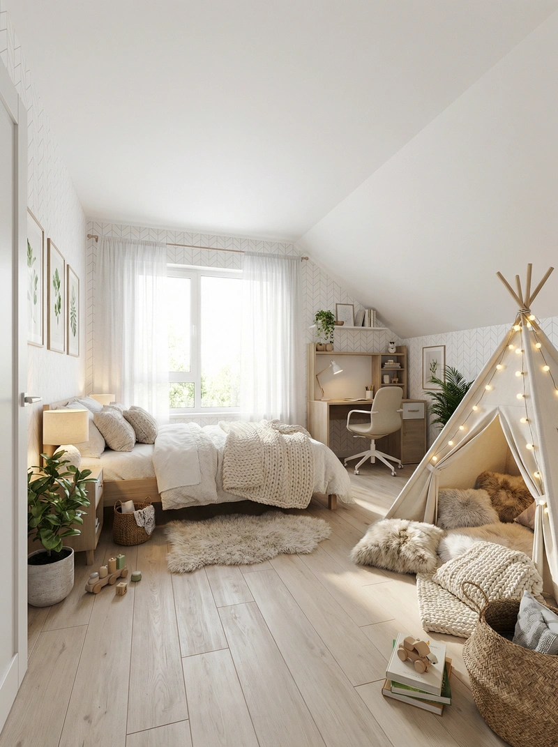 Дизайн интерьера в стиле Хюгге — Детская от нейросети RoomGPT