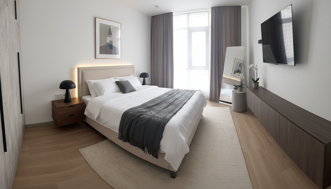 Дизайн спальни в стиле Минимализм — фото интерьера от нейросети RoomGPT