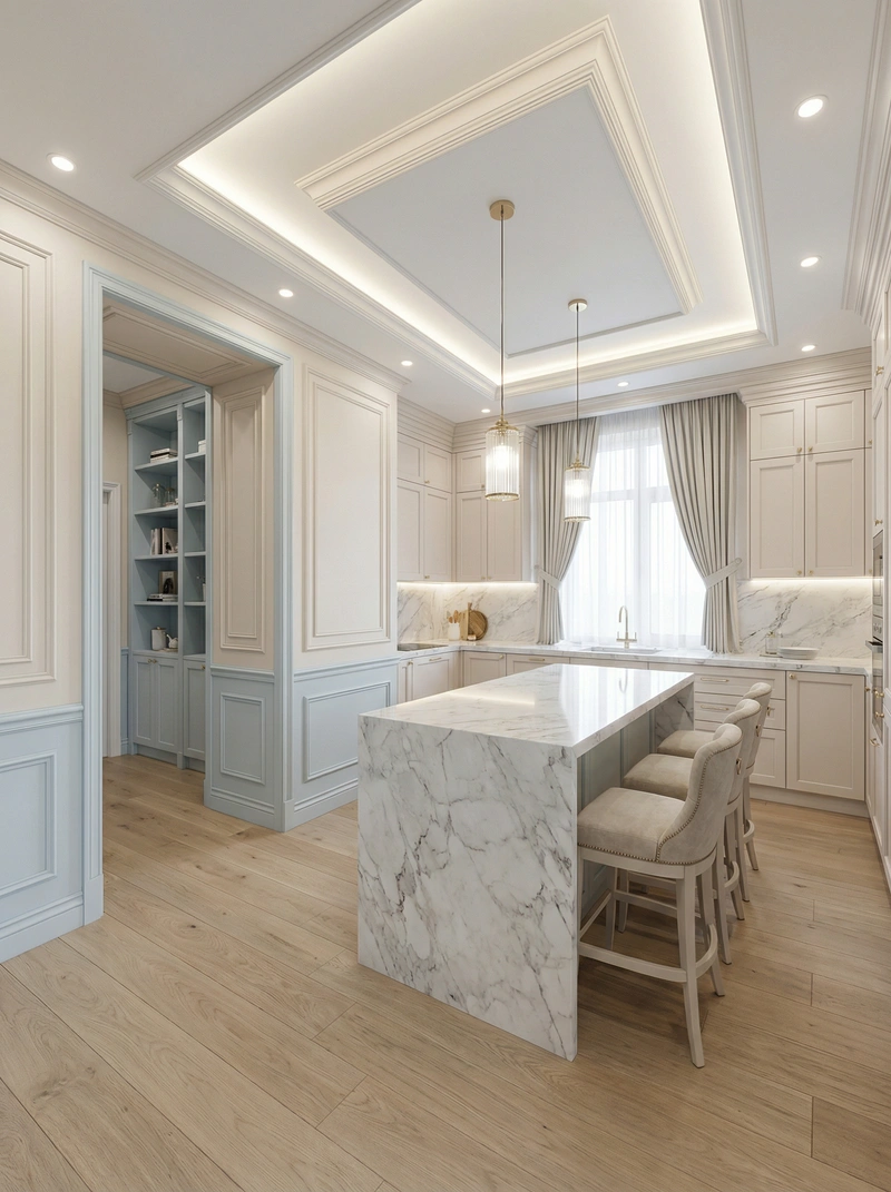 Дизайн интерьера в стиле Классика — Кухня от нейросети RoomGPT