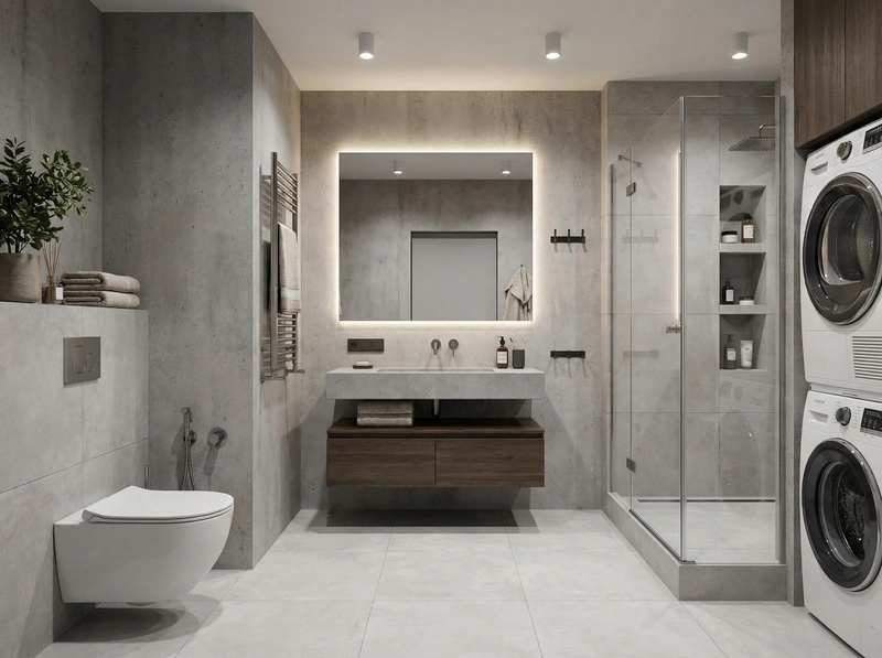 Дизайн ванной в стиле Лофт — фото интерьера от нейросети RoomGPT