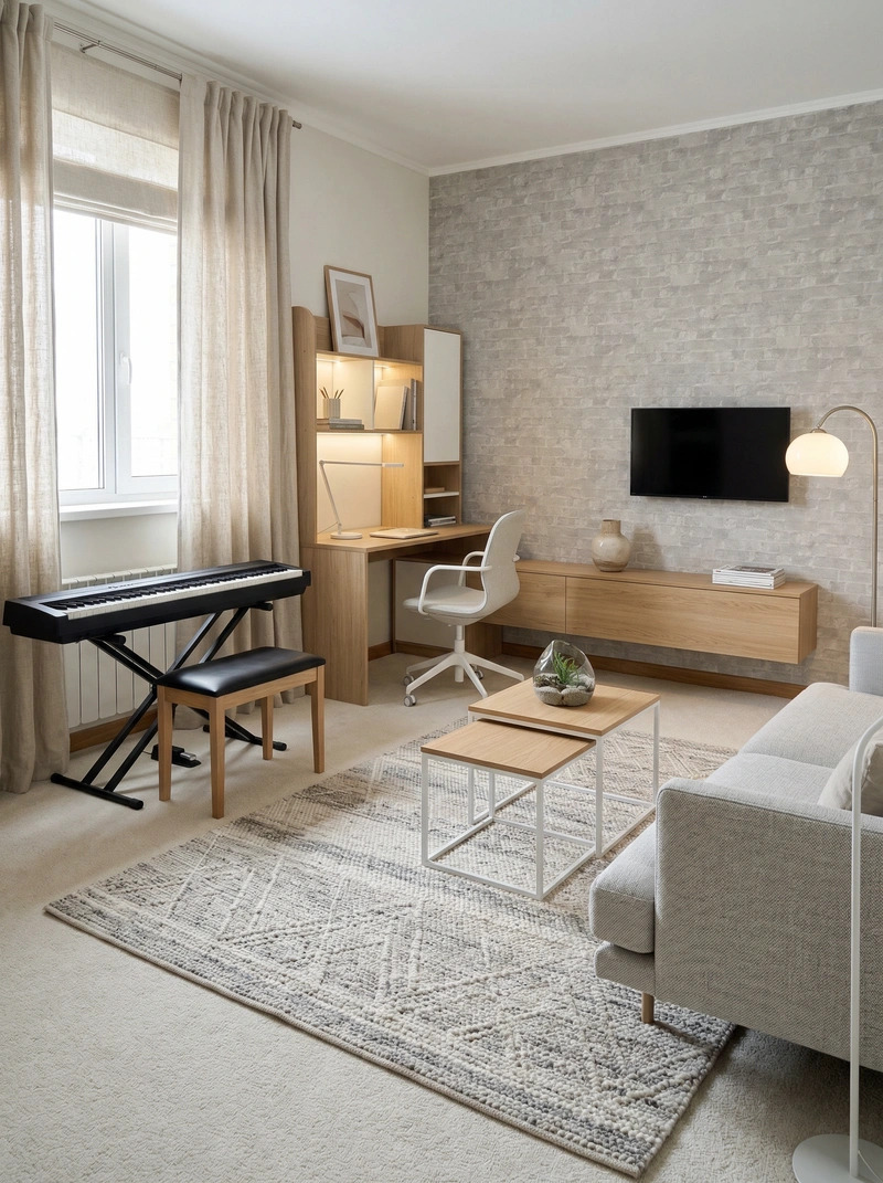 Дизайн интерьера в стиле Сканди — Гостиная от нейросети RoomGPT