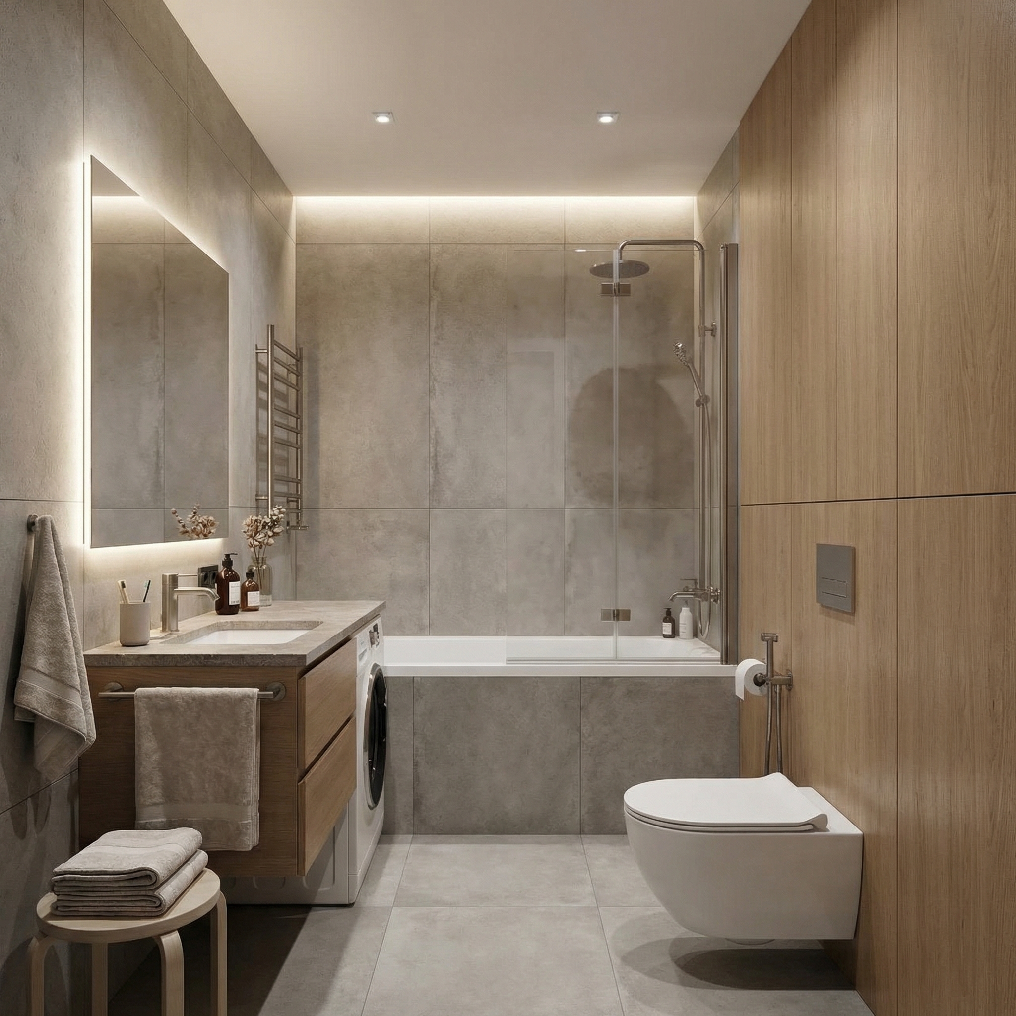 Дизайн ванной в стиле Минимализм — фото интерьера от нейросети RoomGPT