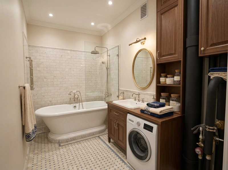 Дизайн интерьера в стиле Классика — Ванная от нейросети RoomGPT