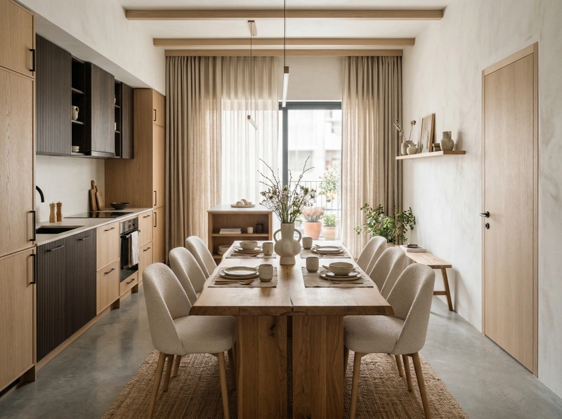 Дизайн кухни в стиле Japandi — фото интерьера от нейросети RoomGPT