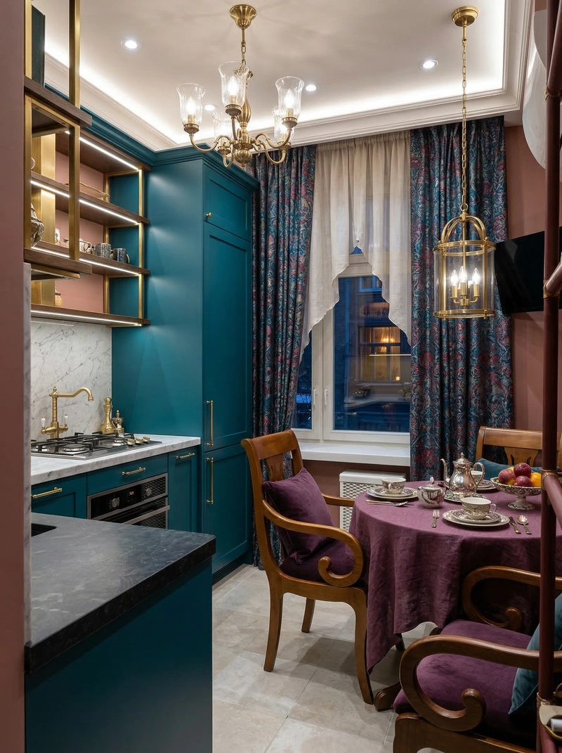 Дизайн кухни в стиле Британский — фото интерьера от нейросети RoomGPT