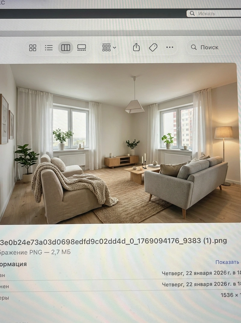 Дизайн интерьера в стиле Хюгге — Гостиная от нейросети RoomGPT