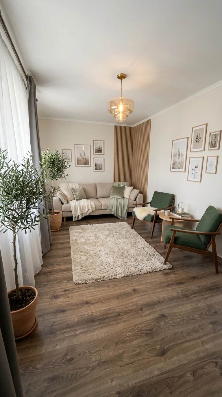 Дизайн гостиной в стиле Хюгге — фото интерьера от нейросети RoomGPT