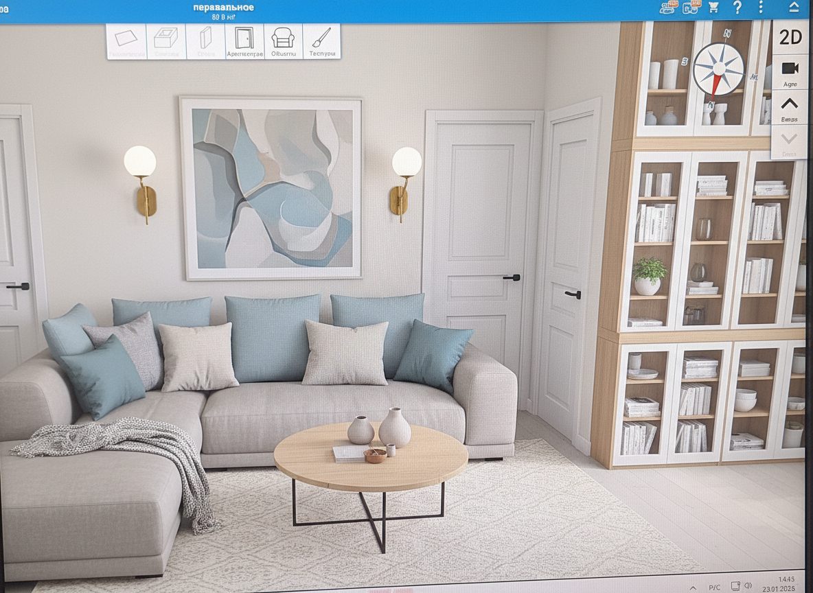 Дизайн гостиной в стиле Сканди — фото интерьера от нейросети RoomGPT